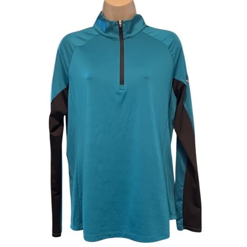 Adidas Climacool Womens Large Teal Blue Quarter Zip Pullover Long Sleeve Shirt